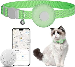 Cat Tracker,Pet Tracker for Cats Compatible with Apple Find My App(Only iOS),Waterproof Tracker Cat Collar with Safety Elastic Buckle,No Monthly Fee,Works with Any Collar (LightGreen)