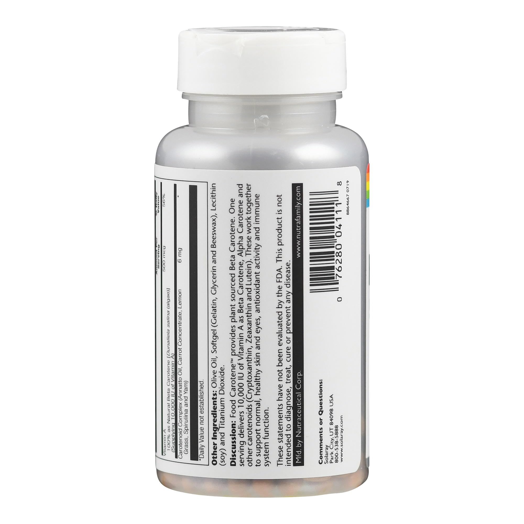 SOLARAY Food Carotene Vitamin A 10000 IU (200 CT) — Amazon image 3