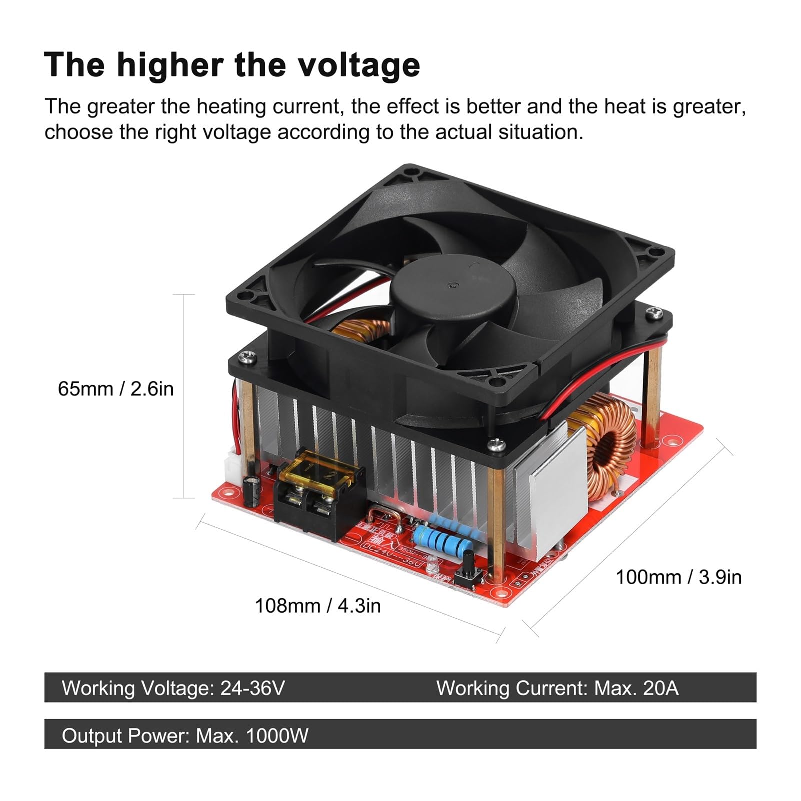 Nagrzewnica indukcyjna, 1000W ZVS moduł płyty nagrzewania indukcyjnego niskiego napięcia cewka nagrzewnicy Flyback sterownik podgrzewacz DIY części hartowanie wyżarzanie zapłon,Bezpieczeństwo(12-48V)