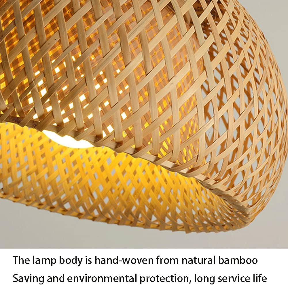Lampadario in vimini beige, paralume intrecciato a nido d'uccello, lanterna in stile pastorale in cesto di bambù, lampada a sospensione da soffitto, lampade in rattan