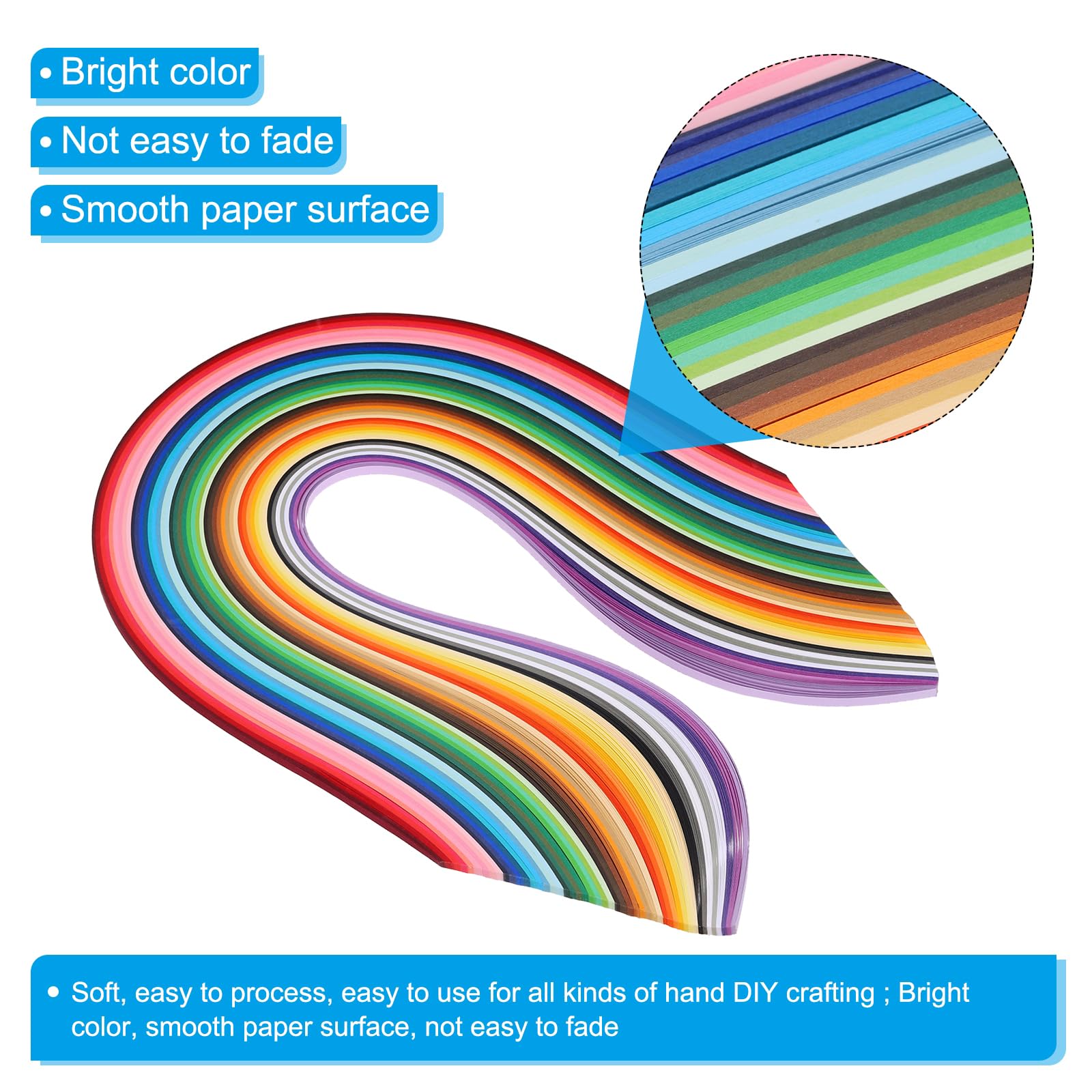 PATIKIL 500pcs Quilling Strips Paper 3/16"(5mm) 54cm Origami Paper Quilling Strip for Art DIY Hand Craft 50 Colors - Image 3