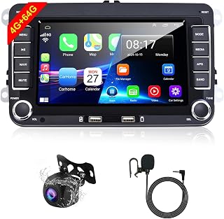4G 64G Android 13 Car Radio for VW Jetta Passat Seat Golf Polo MK5, 7 inch Touchscreen Bluetooth Stereo Wireless CarPlay Android Auto GPS Navi 5G/WiFi FM Radio+AHD Backup Camera