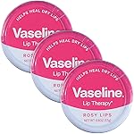 Vaseline Lip Therapy Rosy Lips Tin 3-Pack - Tinted Lip Balm for Soft, Smooth, Glossy Lips, 0.6 Oz Ea