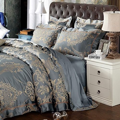 Miniatura 6 de FXJ Bedding Set King Size Silk, Gold Double Duvet Covers Set, Bedding Set King Size Grey Luxury Double Duvet Covers Set Silk Cotton Double Bed Twin