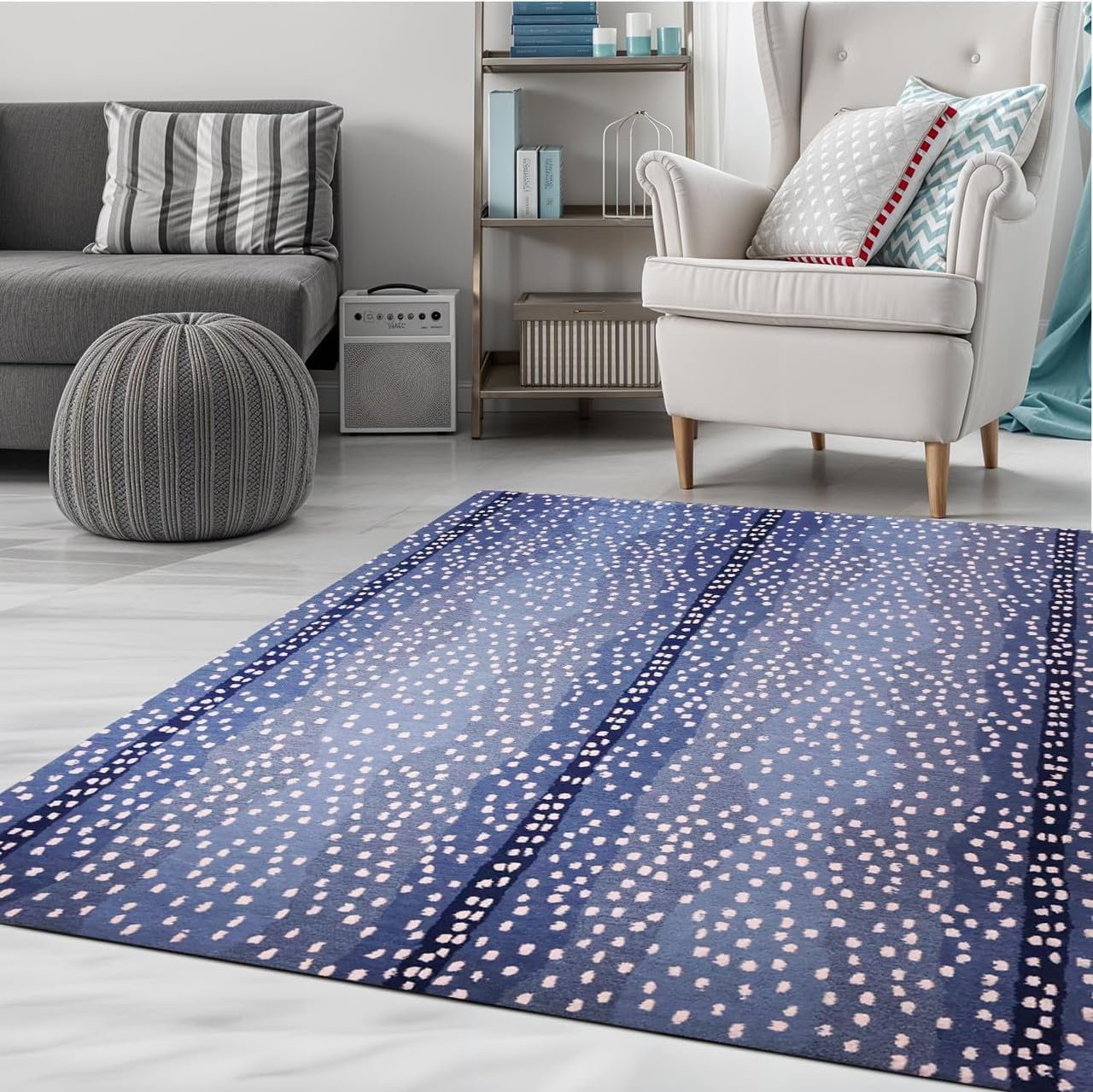 Modern Area Rug, Beige Gray Abstract Soft Carpet 9' x 12' Rectangular, Non-Shedding Indoor Living Room Bedroom Floor Rug with Cotton Backing