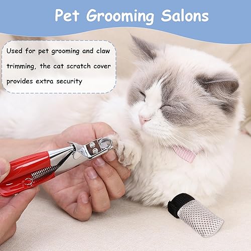 Miniatura 5 de Dexspoeny 4 botas para gatos, guantes para gatos para evitar arañazos, protectores de malla ajustable para gatos, antideslizantes, transpirables,