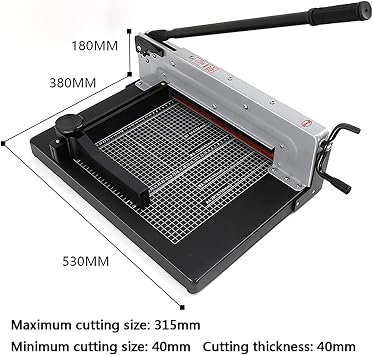 Paper Cutter Heavy Duty Commercial Paper Cutter, Heavy Duty Guillotine Paper Cutter with Gridlines, 400 Sheets Stack Paper Trimmer, Paper Thickness 40mm, Metal Base for 40-315mm Paper Cutting