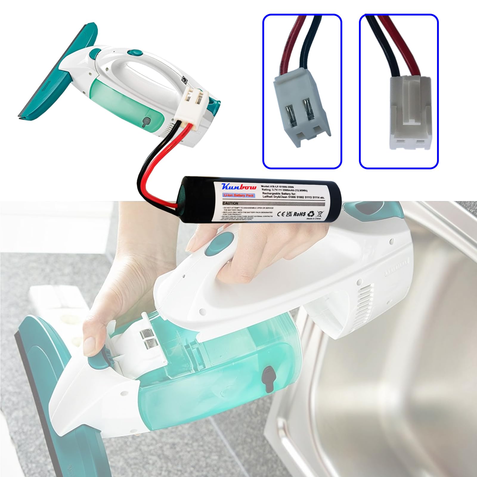 Shentec 3.7V 3500mAh Li-ion akku für Fenster-Reiniger,Ersatzakku für