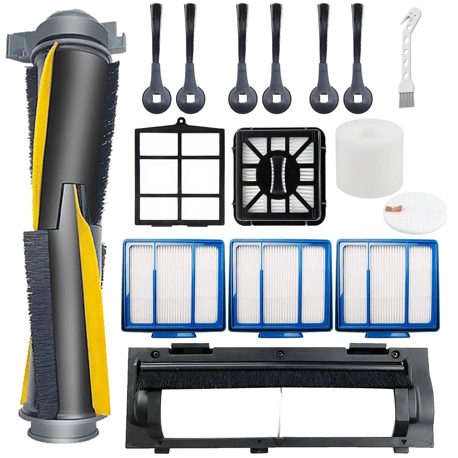 JoyBrosReplacement Part Accessories Compatible for Shark IQ R101AE RV1001AE UR1100SRUS AV1002AE AV1010AE RV100AE EZ RV912S Side/Sweep Brush Filter Main/Roller Brush Shell Clean Base Filter