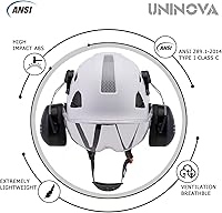 Vista 2 de UNINOVA Casco de protección para los oídos y visera ANSI Z89.1 con ventilación ABS forestal, arborista, árbol, construcción, construcción