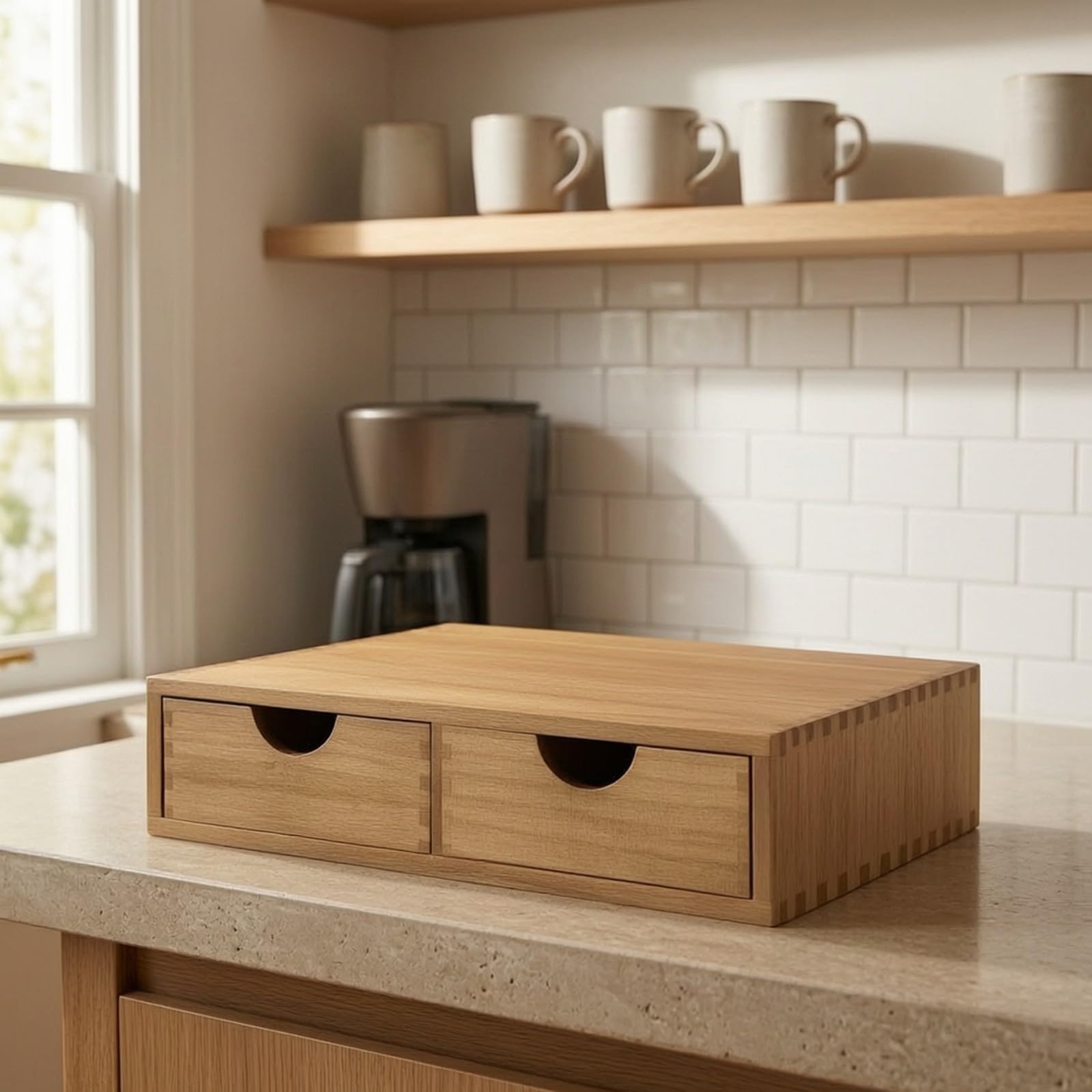 Organizador Encimera con Dos Compartimentos Práctico Caja Organizadora Robusto para Comedor