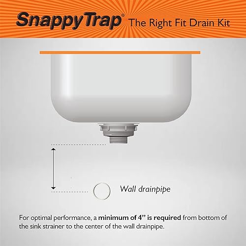 Miniatura 7 de Snappy Trap - Kit de drenaje para fregadero de cocina individual, 1-12 pulgadas con trampa P flexible, kit de drenaje todo en uno para fregaderos de