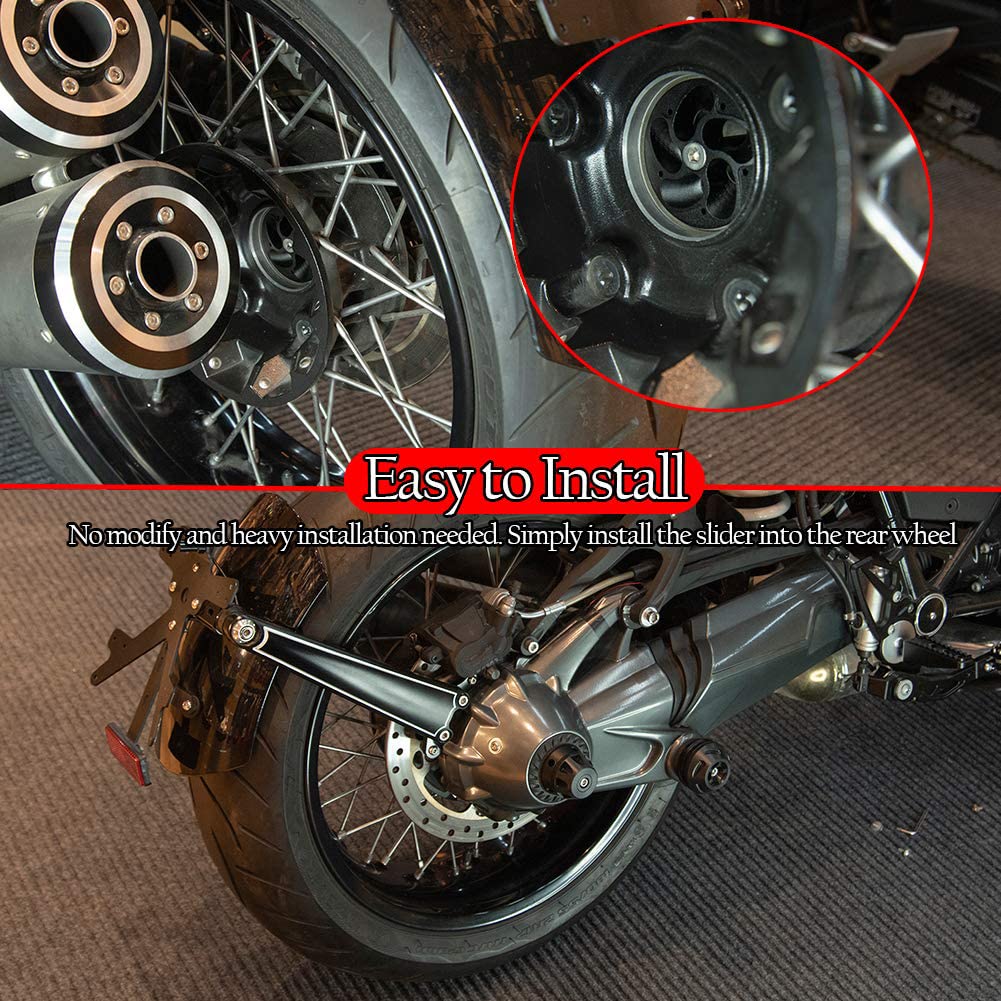 Moto R1250GS Rear Refit Wheel Asse Asse Slider Cap Pad Crash Protector for R1200GS 2007-2012 RnineT 2014-2018 ((Nero)