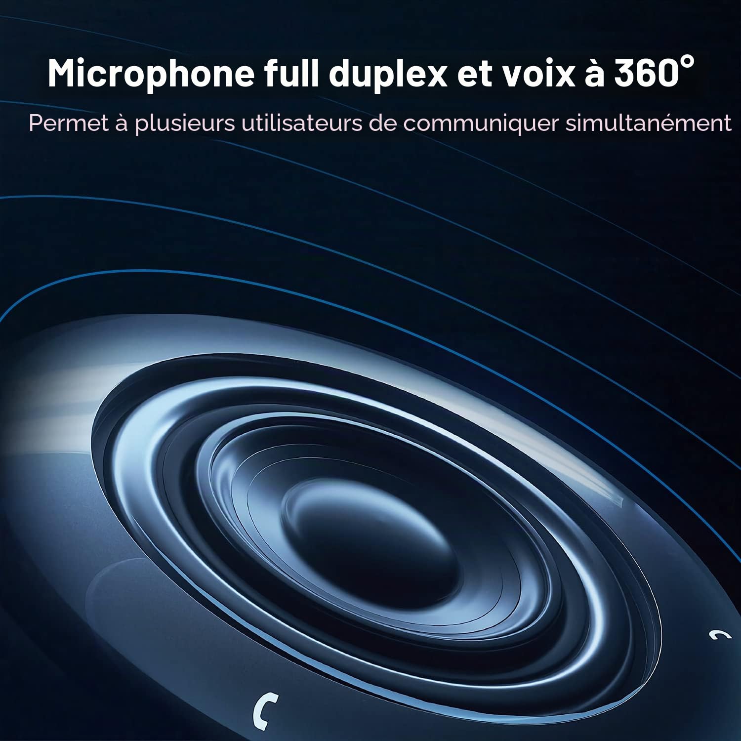 Yealink Haut-Parleur pour Conférence CP700 Certifié Teams,Enceinte Portable Bluetooth USB A,Conférence Microphone,Connexion avec Ordinateurs Portables, Smartphones et tablettes