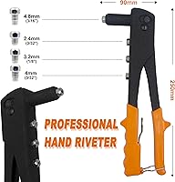 Vista 6 de ISPINNER 60 piezas de remaches ciegos de aluminio con brida grande, kit surtido con remachador de mano resistente, herramienta de pistola