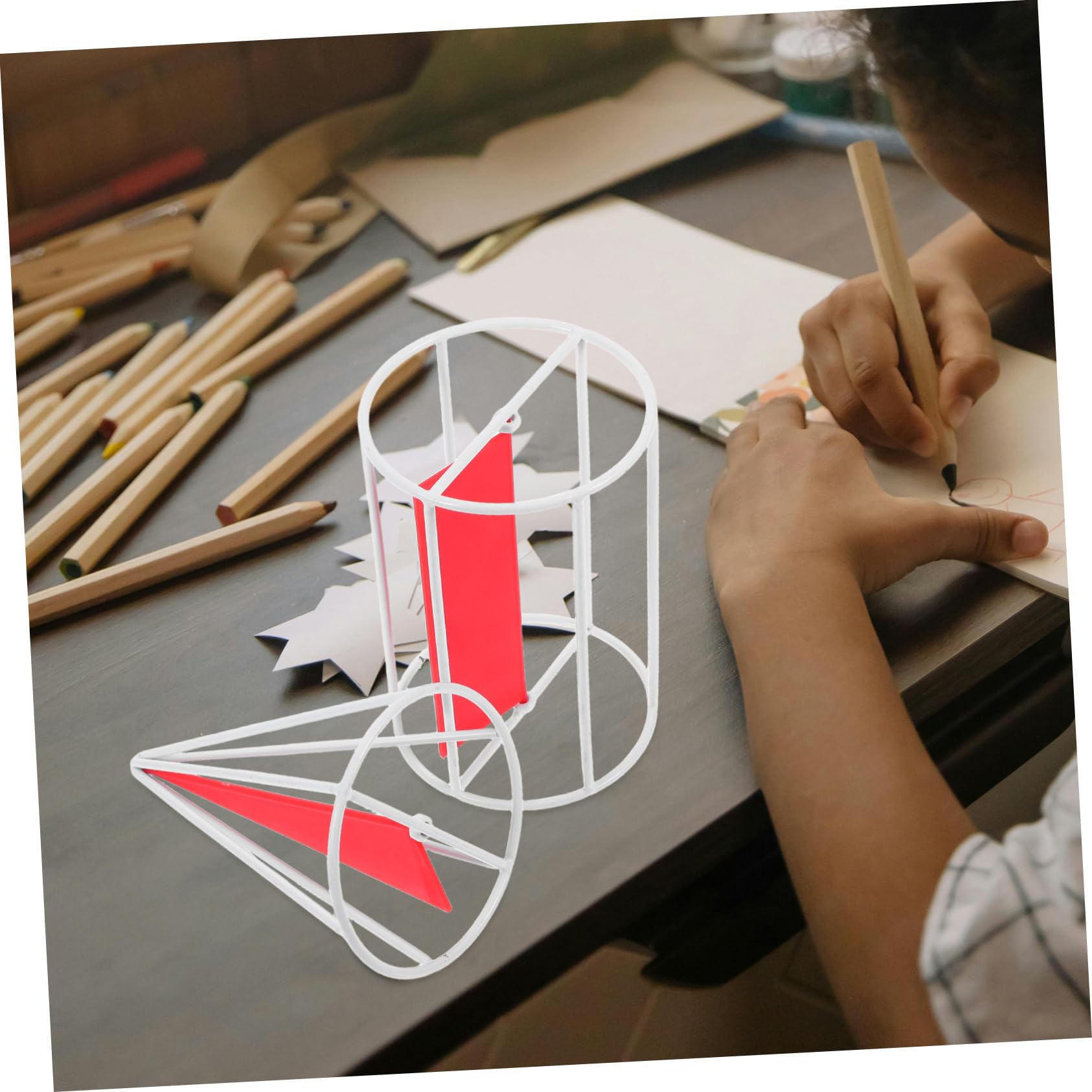 Set Dimostrativo di Solidi Geometrici in Ferro Rotante Cilindro e Cono per Scuola Elementare