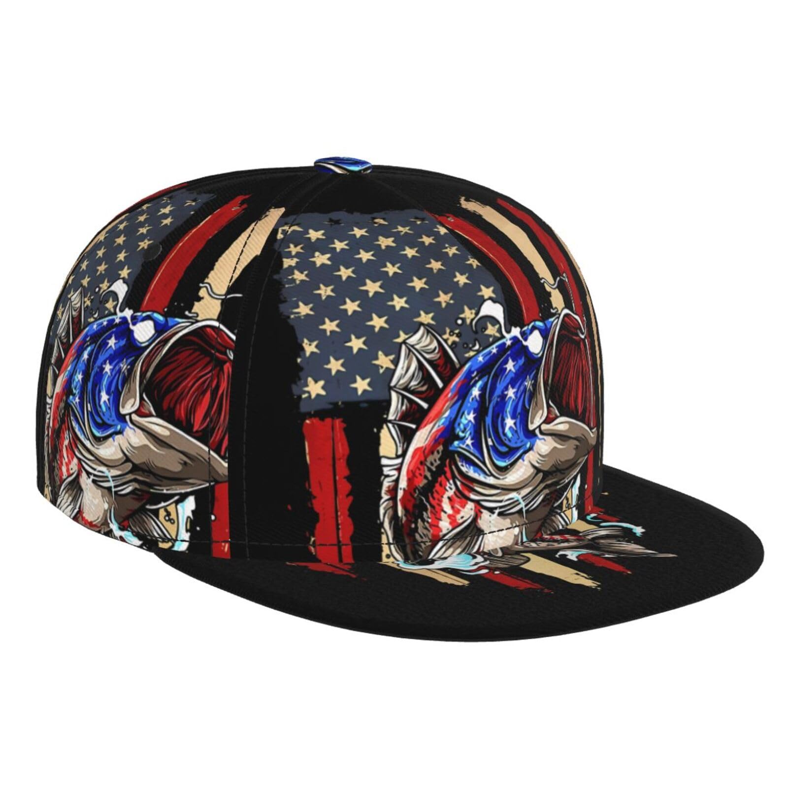 Vintage Horse American Flag Hat Baseball Cap Flat Brimmed Dad Hats Back Buckle Hip Hop Cap for Men Women