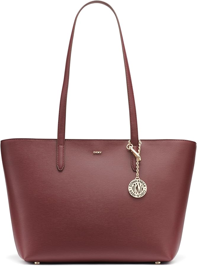 【DKNY】DARK BROWN LEATHER TOTE BAG 757B Amazon.com: DKNY Women's Bryant Medium Leather Tote Bag, Aged Wine