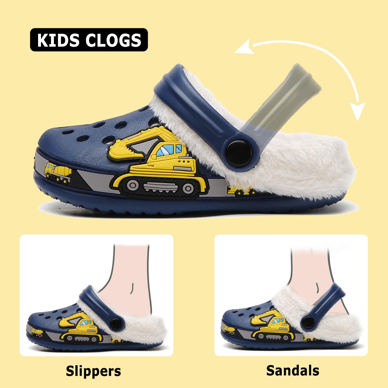 FLIOZY Kinder Zoccoli Invernali Warme Gefüttert Weichem Rutschfeste Gartenschuh Jungen Plüsch Pantoffeln Licht Hausschuhe Indoor Outdoor