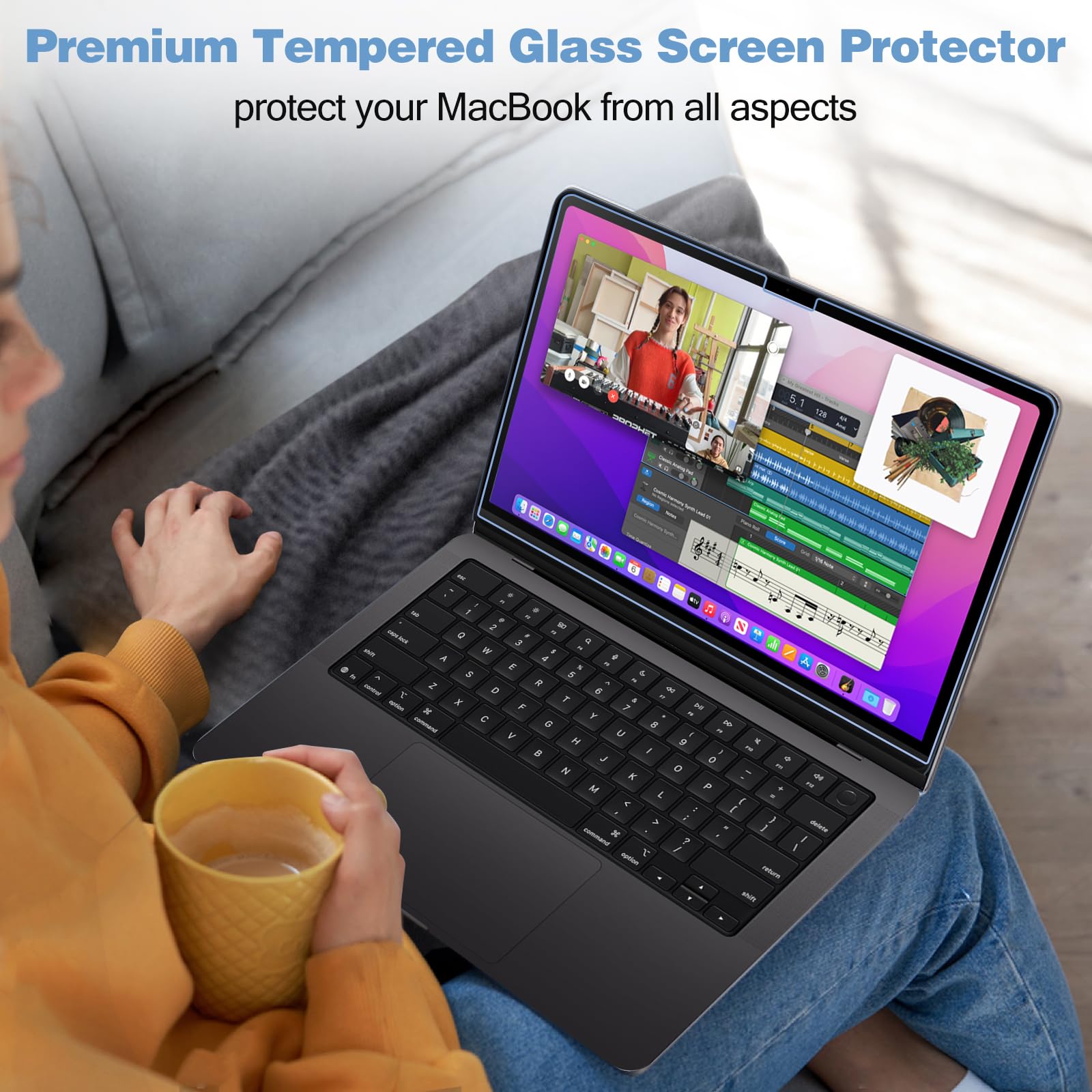 ProCase [2枚セット] MacBook Pro 16インチ 強化ガラスフィルム 2枚セット 2026-2021年モデル M5/M4/M3/M2/M1用 スクリーンプロテクター 9H硬度 MacBook Pro 16インチノートパソコン用、耐傷、指紋防止、HDクリア