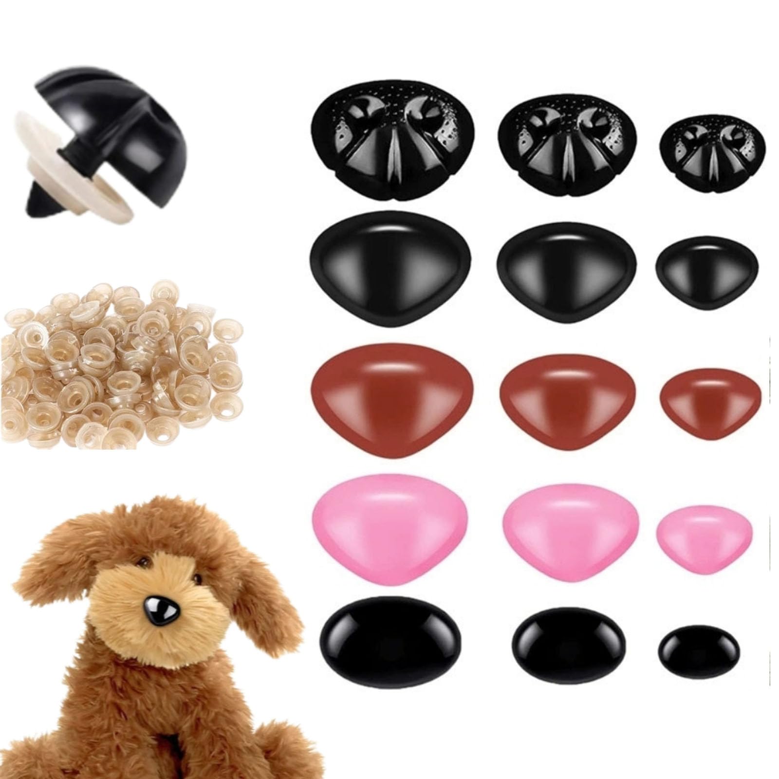 AHANDMAKER Nasi Di Sicurezza Per Uncinetto – 120 Pezzi Con Rondelle, 7-20 Mm, Per Pupazzi E Peluche, 12 Stili - 6