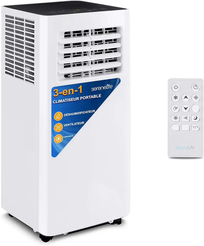 SereneLife Climatiseur Mobile Compact Sur Pied - Climatiseur Portable Intérieure de 10K BT