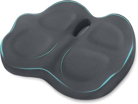 Cojín Coxis Ortopédico de Espuma Viscoelástica, Cojín Silla Oficina Ergonómico con Funda Lavable y Transpirable, Base Antideslizante, Alivio del Dolor Cojin Asiento, Gris