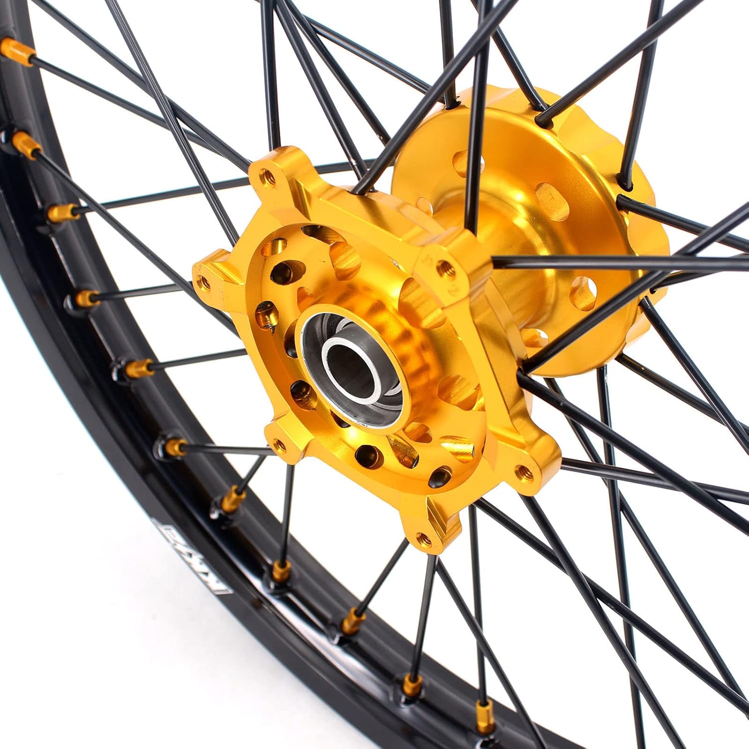KKE 1.6 * 21 & 2.15 * 19 Mx Dirtbike Motorcycle Wheels Rims Gold Hub Compatible with SUZUKI RM125 1996-2007 RM250 1996-2008 Black Spoke