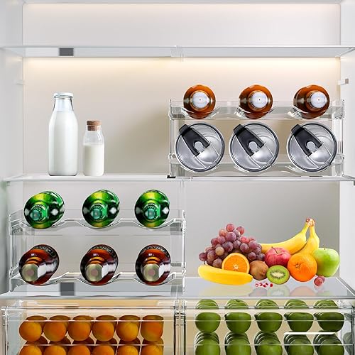 Miniatura 3 de SODPE Organizador de botellas de agua para armario y refrigerador, organizador apilable de despensa de cocina y estante de almacenamiento, soporte