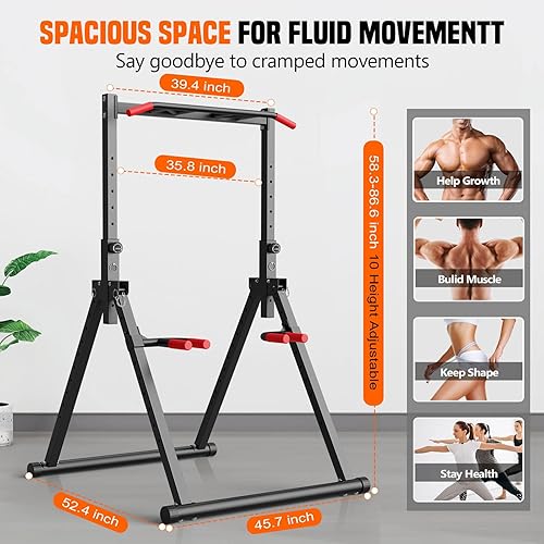 Miniatura 8 de SERTT Estación de inmersión plegable de torre eléctrica para dominadas, inmersiones, flexiones, barra de dominadas mejorada, equipo de entrenamiento