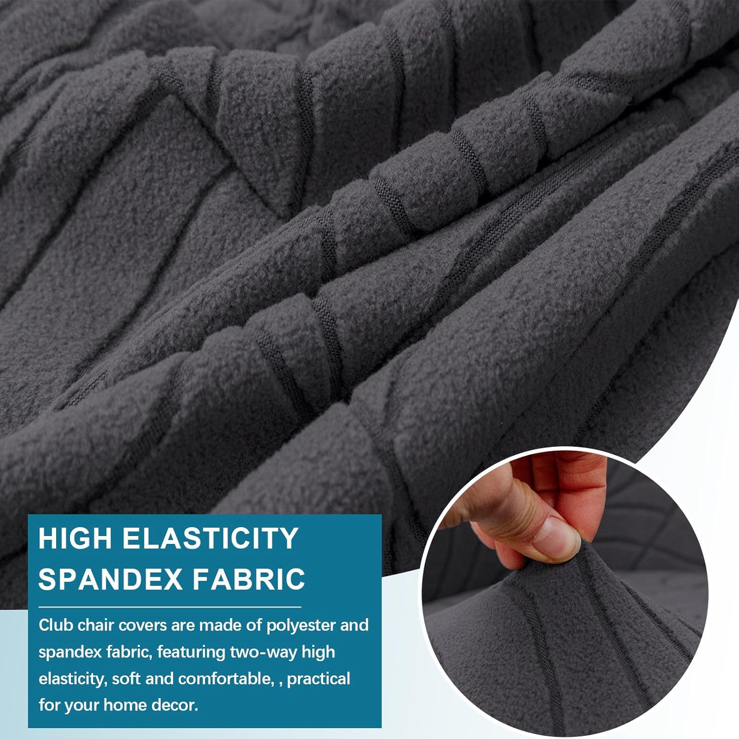 Club Chair Slipcover, Barrel Chair Covers with Cushion Cover Stretch Tub Chair Slipcover Spandex Non Slip Armchair Cover Removable Furniture Protector-Dark Grey-2 Piece