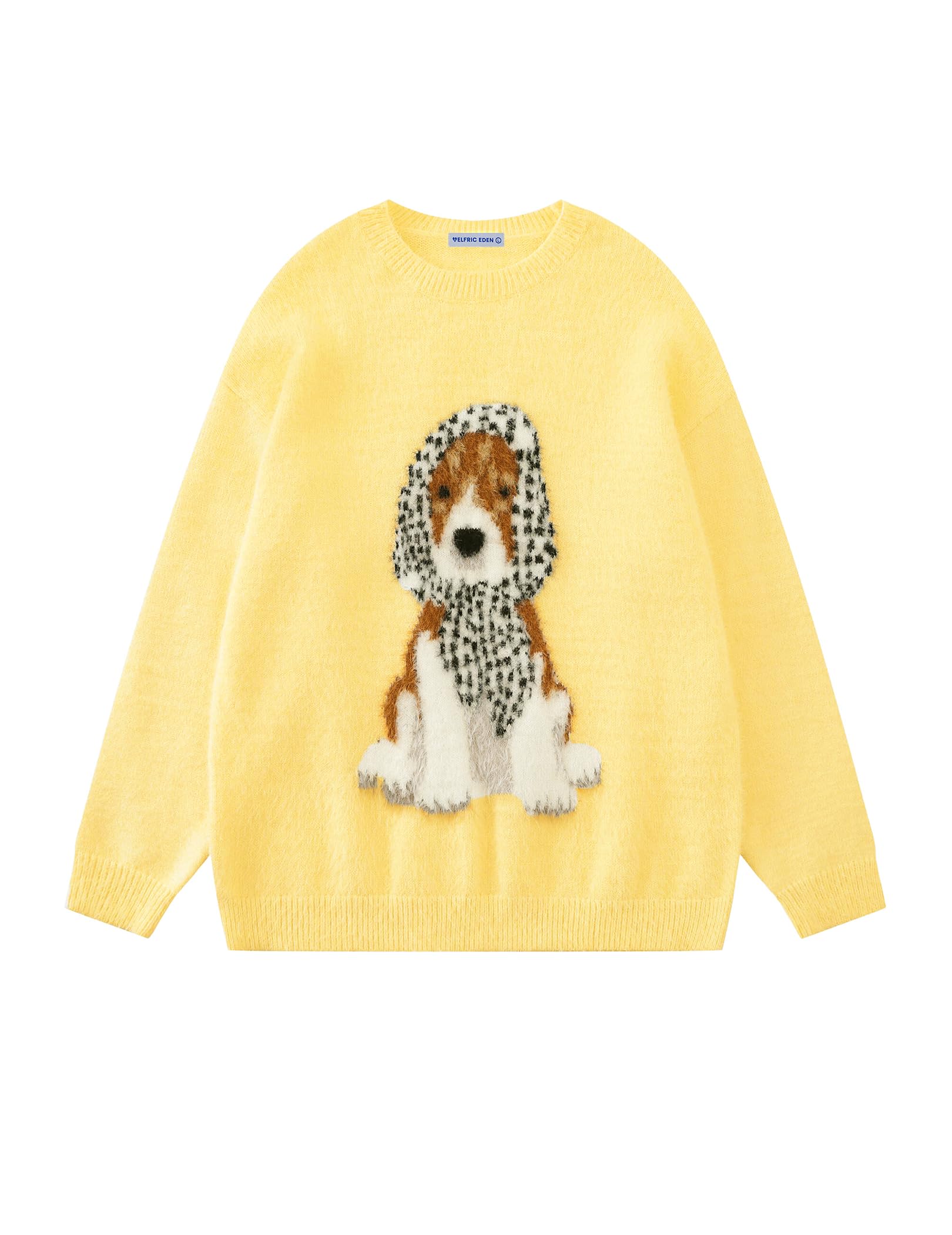 Aelfric Eden Graphic Sweater Cute Dog Sweaters Vintage Oversized Crewneck Knit Pullover Streetwear Y2k Tops