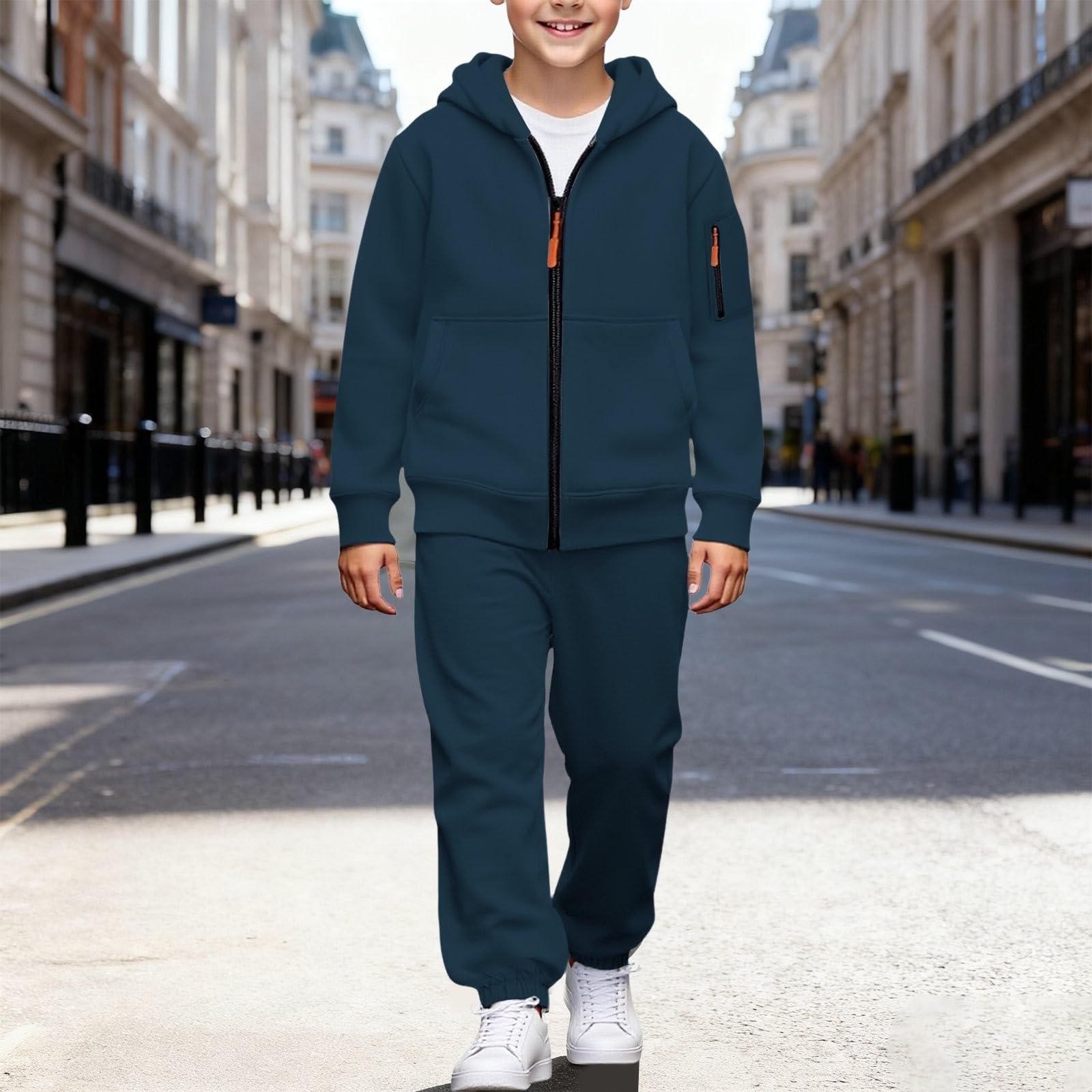 Kinder Trainingsanzug Mädchen Jungen Langarm Hoodie Pullover Hosen Outfit Winter Sportanzug mit Tasche Sportbekleidung Jogginganzug Mädchen Kinder Sportanzug Trainingsanzug Bekleidungssets 2-14 Jahre
