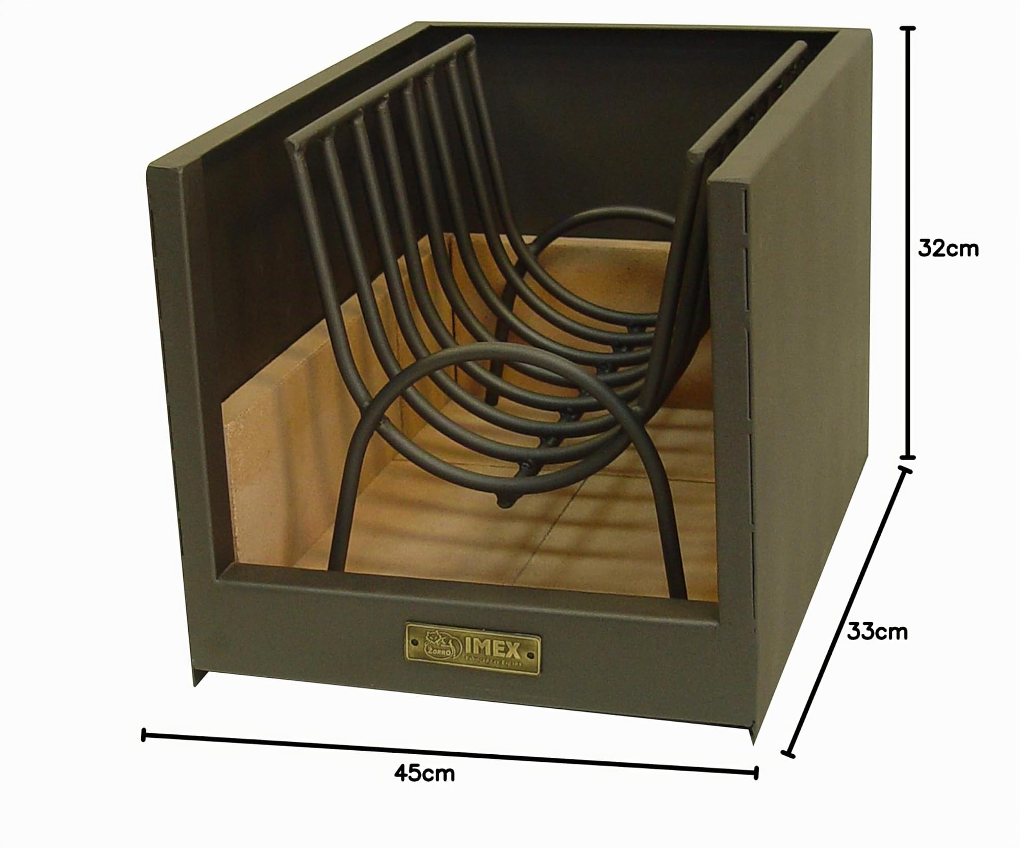 IMEX EL ZORRO 71485 - Cajón Leñero con Ladrillo Refractario 33x45x32 cms.