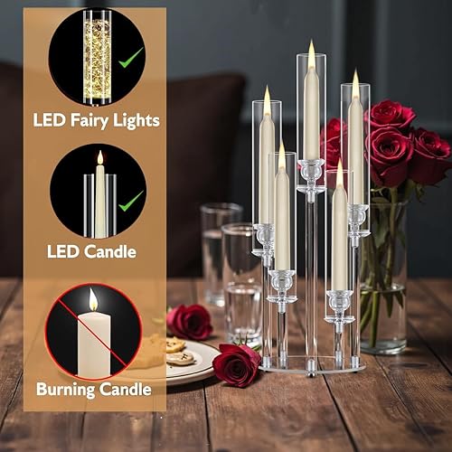 Miniatura 2 de Centro de mesa de acrílico para mesas de boda, vela transparente de 5 brazos a granel para fiestas, cumpleaños, baby shower, Halloween, candelabros