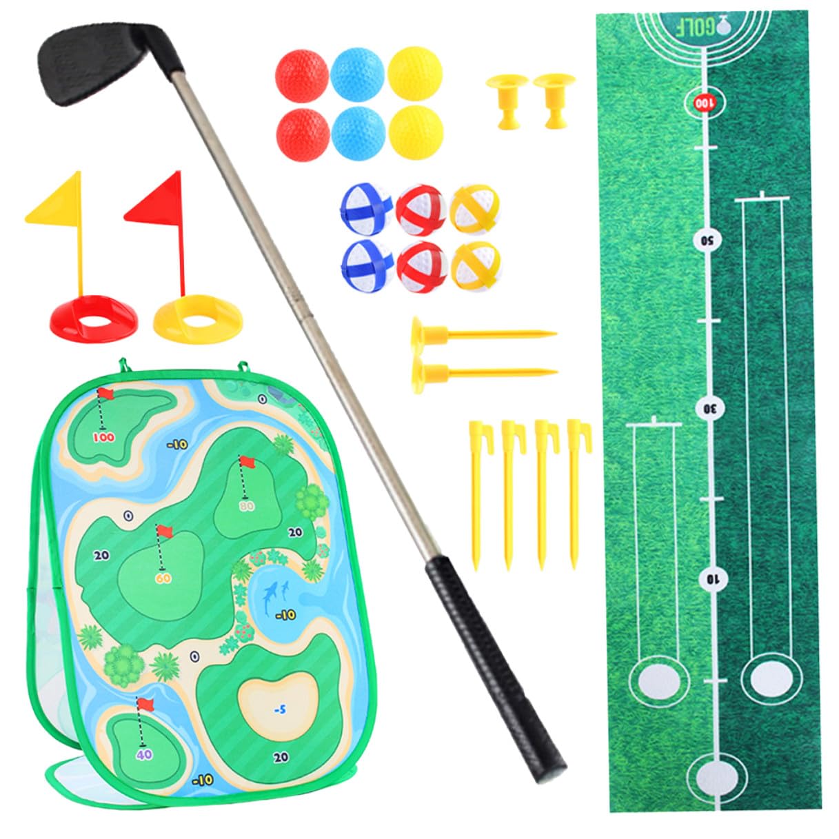UPKOCH Set da Golf per Ragazzo Ragazza Tappetino da Gioco Portatile e Sacchetti da Lancio, Giocattolo Sportivo per Attività Genitori-figli Indoor e Outdoor, Stimolazione Abilità