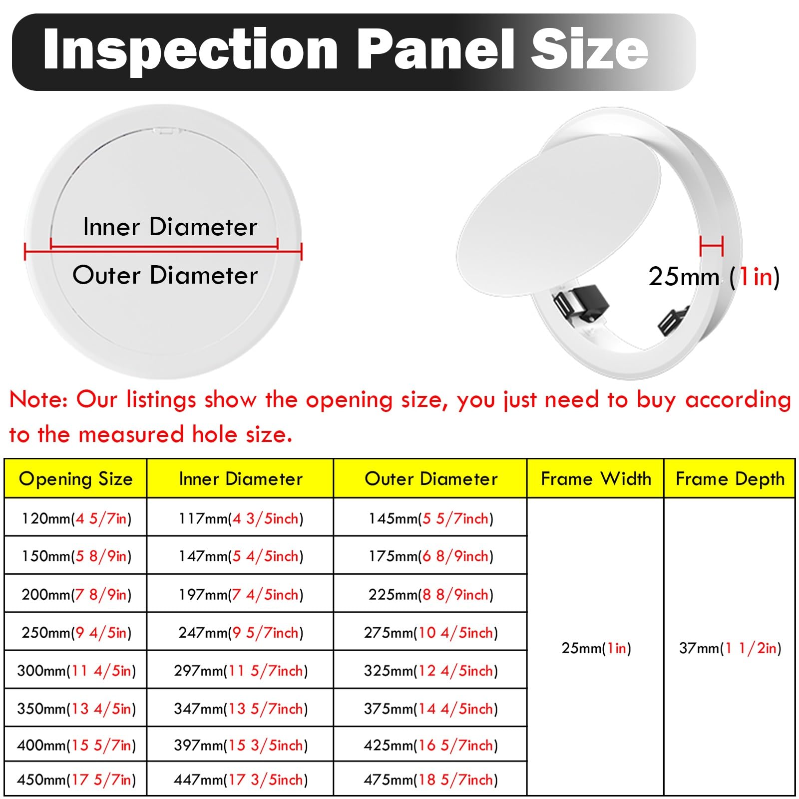 Revisionsklappe Trockenbau Wand- Oder Deckenzugangspaneel Aus Aluminium, Kleine Runde Zugangstür Zur Wandlochabdeckung, Für Öffnen Der Inspektions- Und Wartungsöffnung Drücken(A,Dia 300mm (11 4/5"))