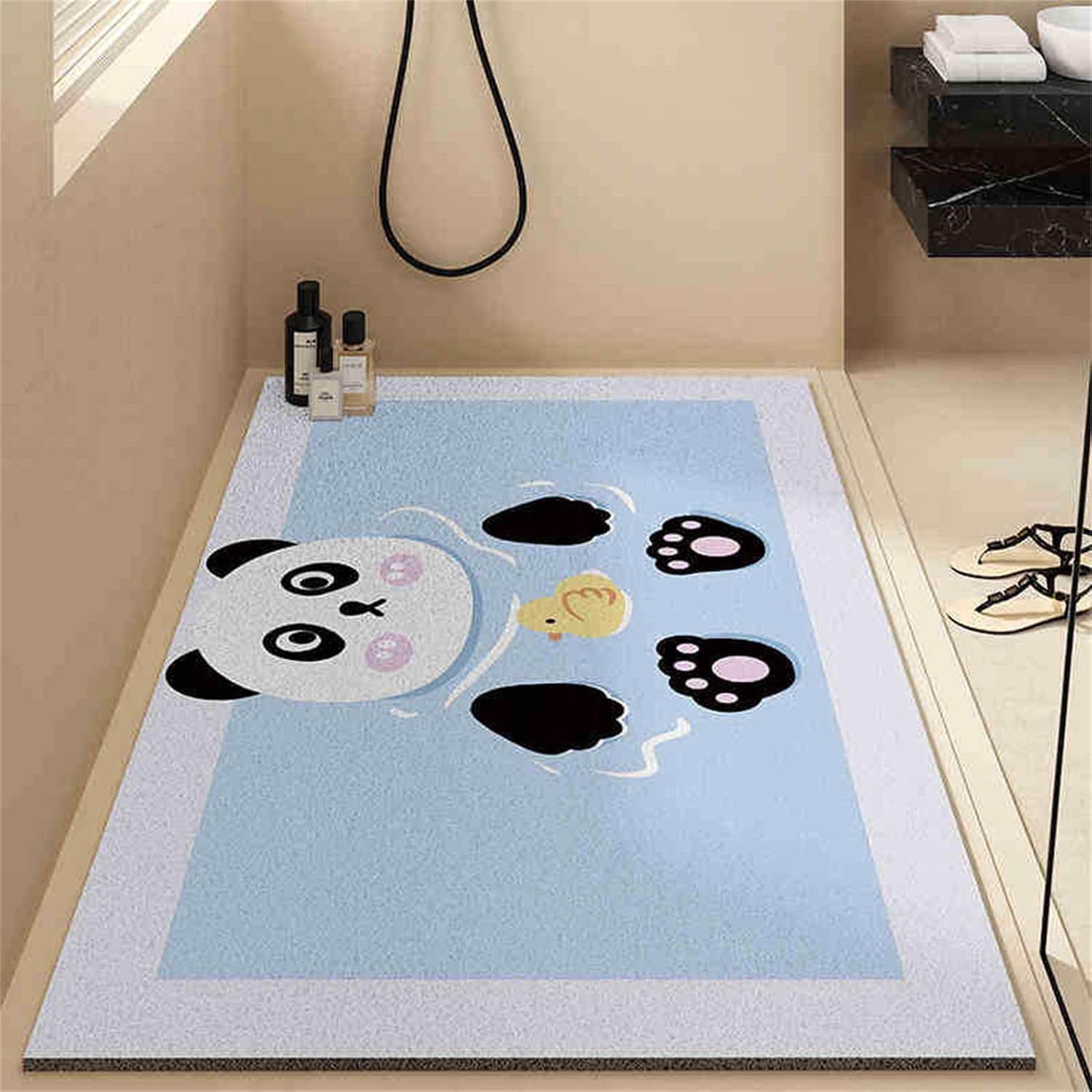 SSDDLZEQ High-end Stylish Cute Rubber Loofah Mat For Shower(Panda,60x90cm)