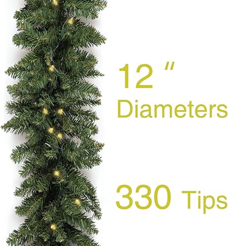 Miniatura 3 de Paquete de 2 guirnaldas de Navidad preiluminadas, decoración artificial iluminada de 9 pies para escaleras de manto, guirnalda de pilas para