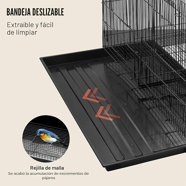 Foto 5 de 8 de VEVOR Jaula para Pájaros de 760 x 465 x 465 mm, Jaula para Periquitos Pequeños con Divisor