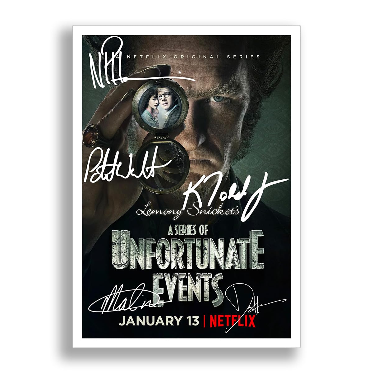 Memorabilia A4 Poster Only Lemony Snickets A Series Of Unfortunate Events Cast Signed Autograph Signature A4 Poster Photo Print Photograph Artwork Wall Art Picture Boxset Gift (A4 Poster Only)