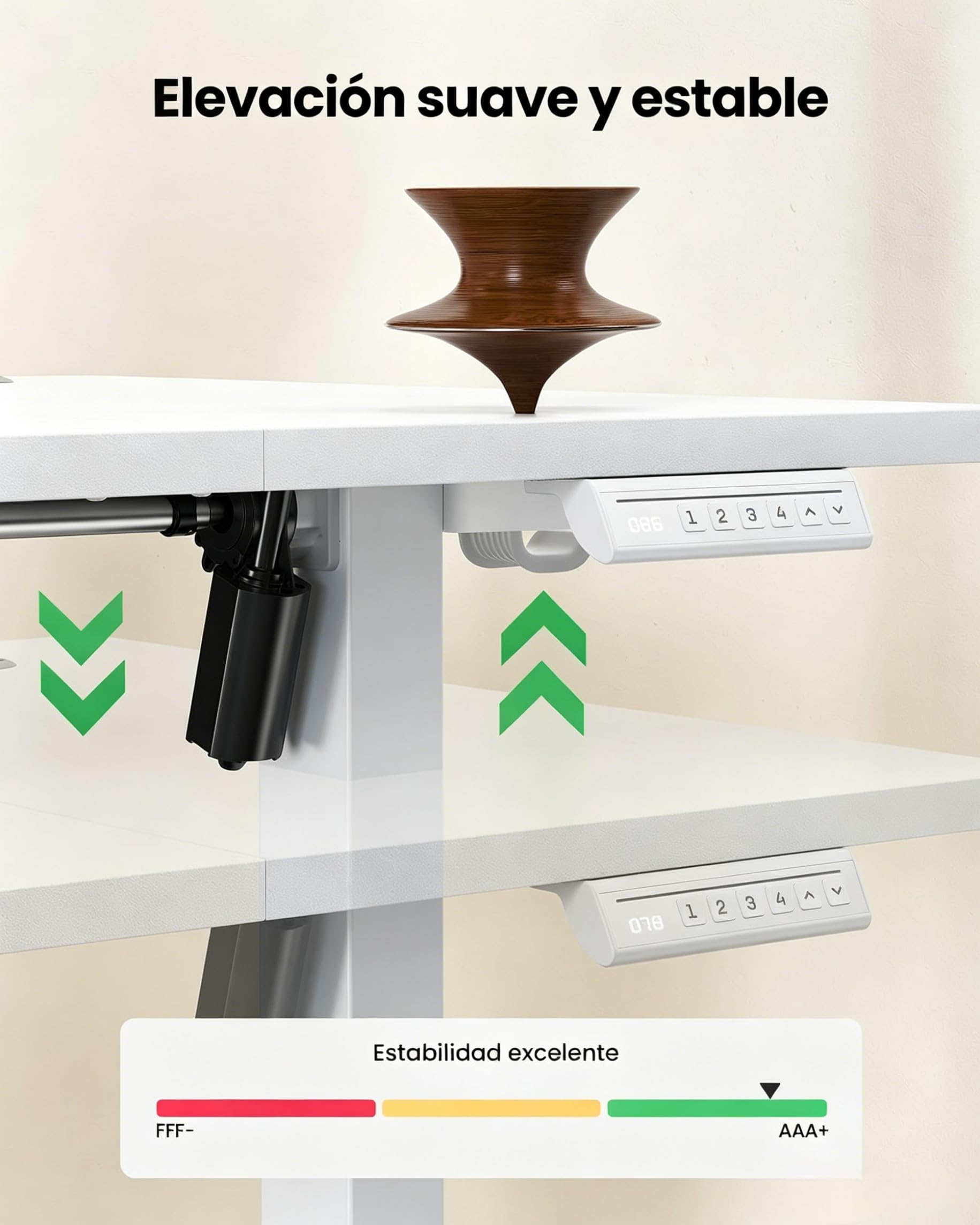 Marsail Escritorio Elevable Eléctrico 180x80, Ajustable en Altura 72–118 cm con Panel de 4 Memorias, Mesa Gaming y Computadora, Motor Silencioso ≤55 dB, Capacidad hasta 80 kg