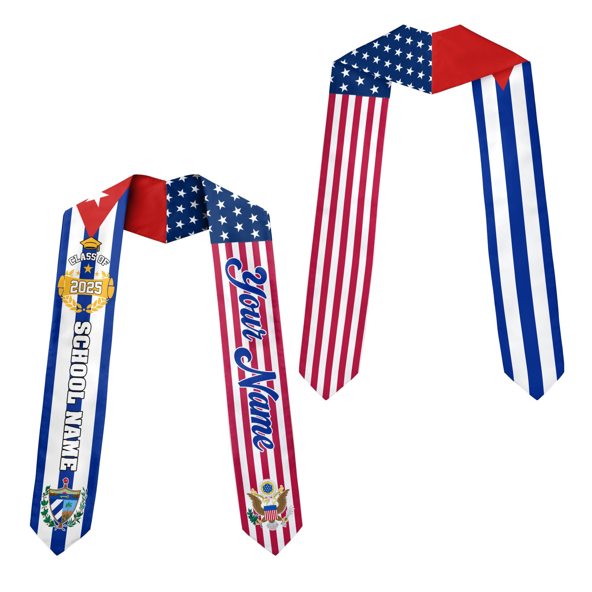 MonkeyVan Personalized Cubans American Flag Graduation Sash 2025, Cubans Graduation Sash, Cuba Graduation Stole Custom Cbs1