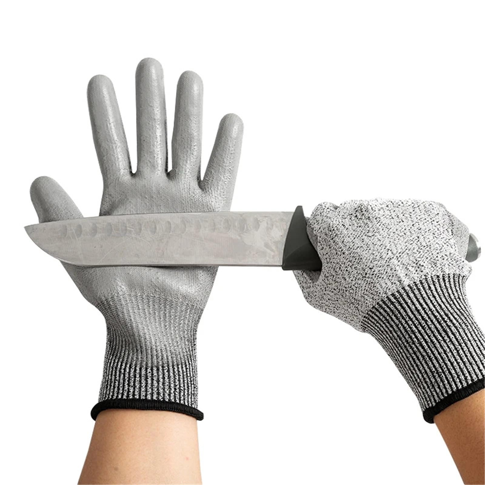 Genérico Compatible con 12 pares de guantes de trabajo resistentes a cortes de nivel 5, guantes antideslizantes con revestimiento de palma de HPPE y PU(XL)