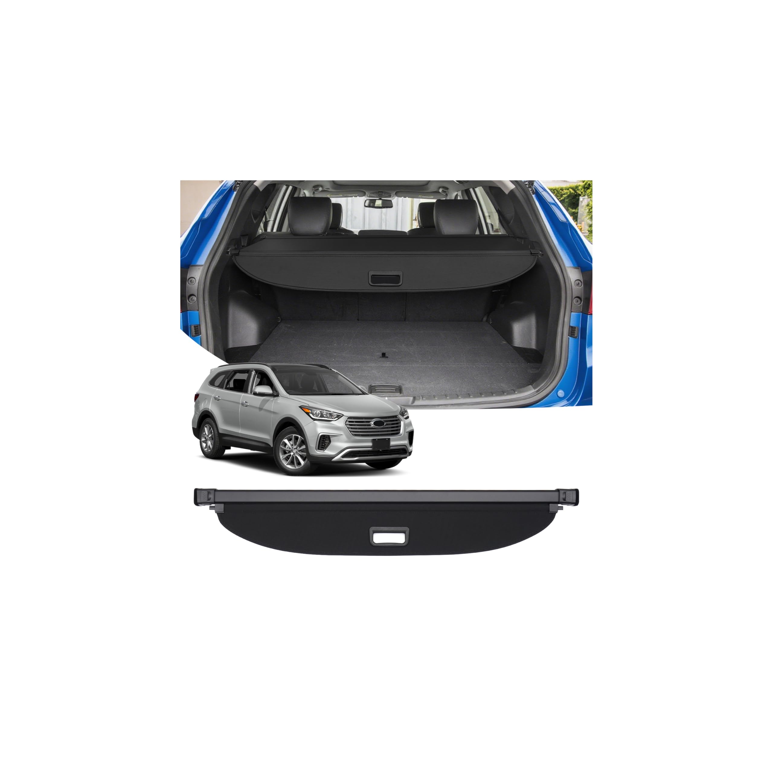 Powerty Cargo Cover for 2015-2018 Hyundai Santa Fe Sport(Not for Santa Fe), Canvas Texture Trunk Cover Privacy Screen Rear Security Shade for Santa Fe Sport Accessories