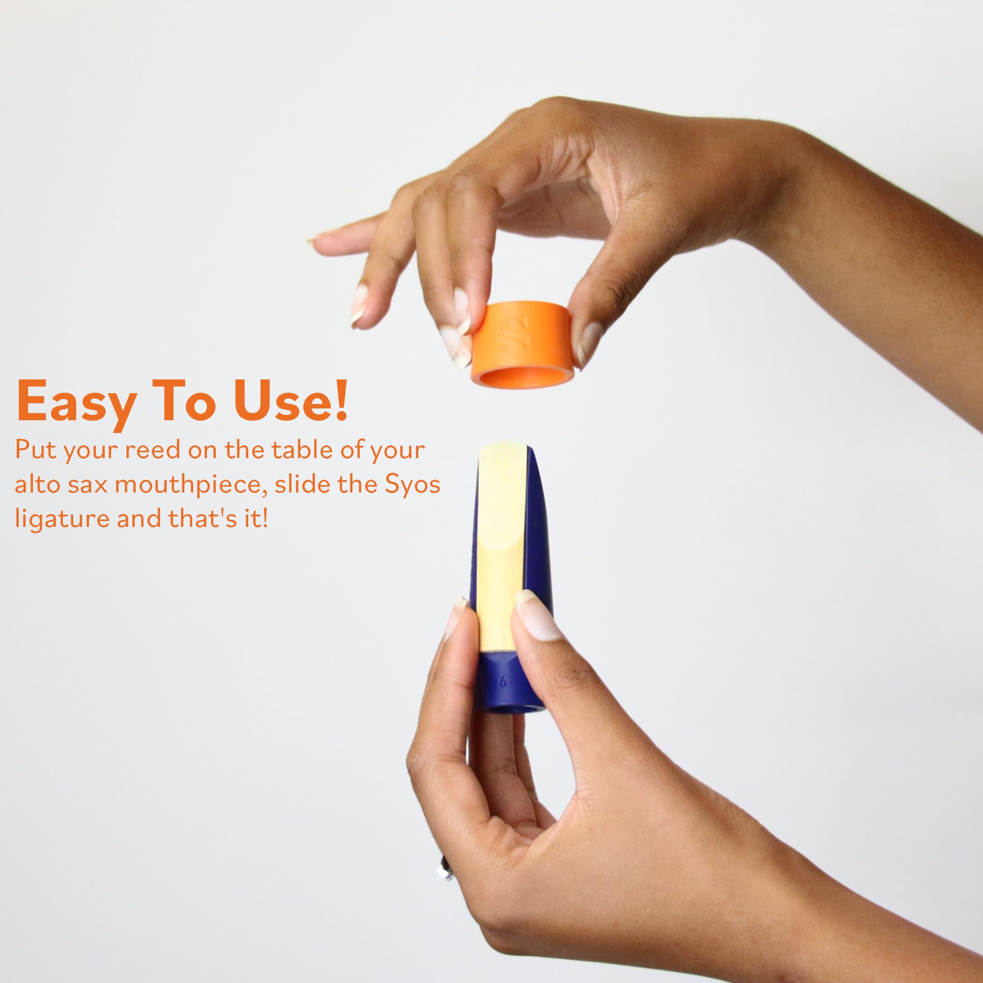 Syos Alto Saxophone Ligature Arctic White, Great Fit for Syos Mouthpieces and Compatible with Alto Sax Rubber Mouthpieces