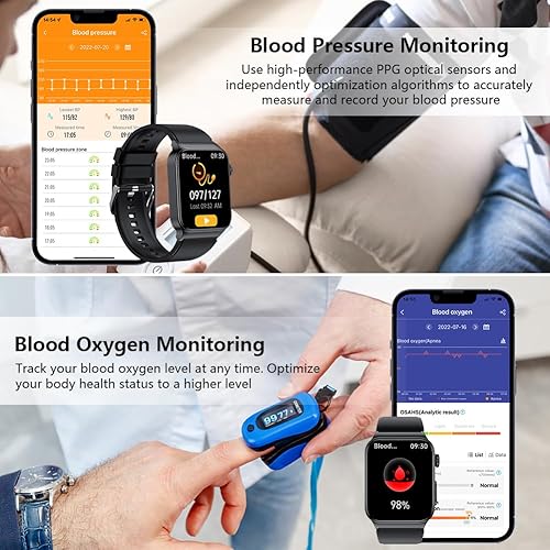 Miniatura 3 de Reloj inteligente para hombres y mujeres, Bluetooth integrado, monitor de ritmo cardíaco, seguimiento de oxígeno en sangre, reloj inteligente