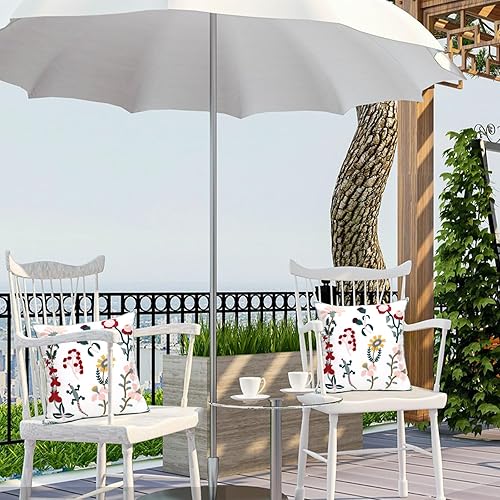 Miniatura 4 de Paquete de 2 fundas de almohada decorativas bordadas de 18 x 18 pulgadas, fundas de almohada florales de granja para sala de estar, sofá y cama