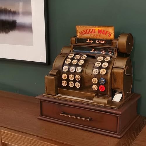 Miniatura 7 de Caja registradora vintage modelo hucha caja de almacenamiento caja de almacenamiento caja de joyería anillo caja de baratija gabinete estatuilla