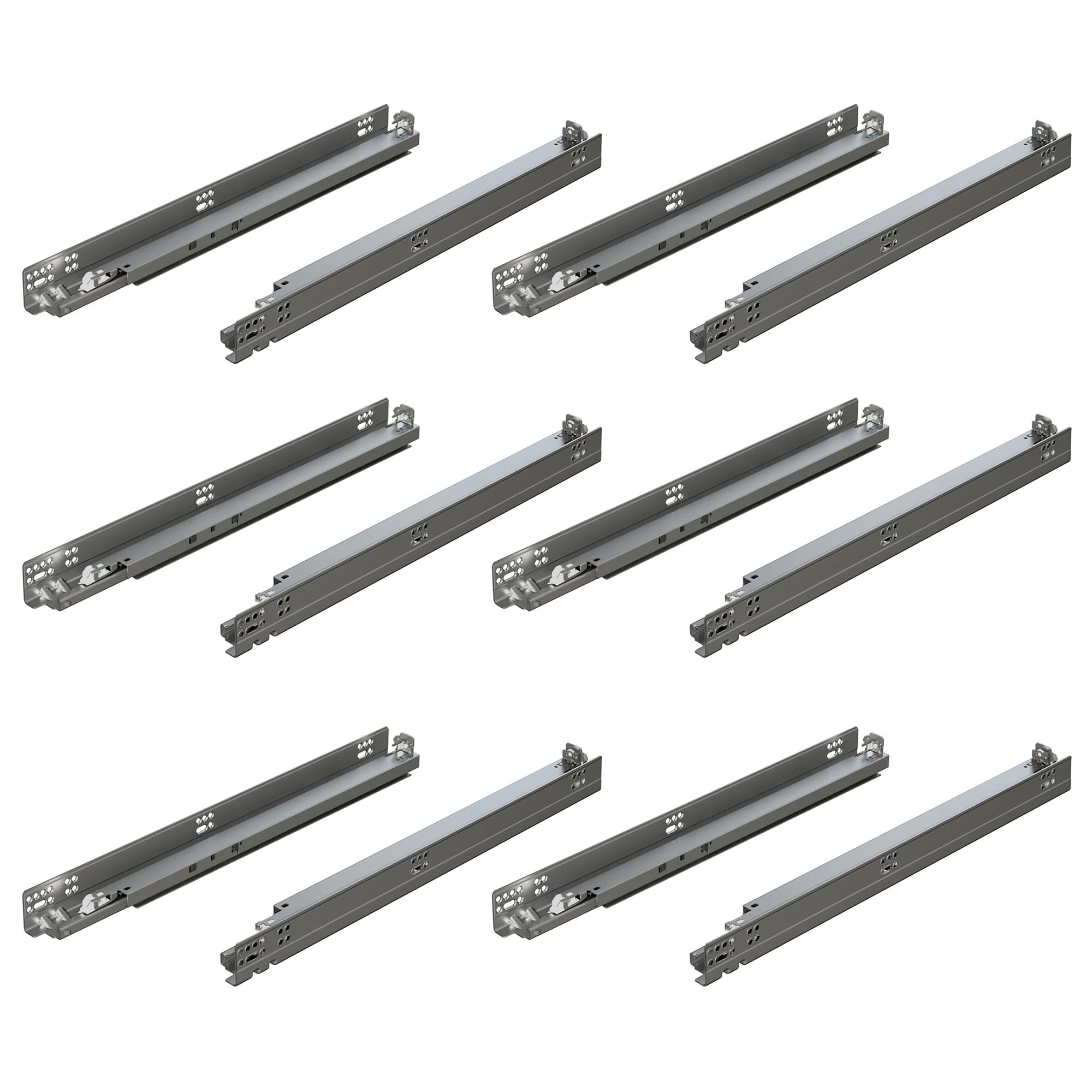 Blum Tandem Plus BLUMOTION Concealed Undermount Drawer Runner Kit (6 Pack), 18-Inch, Full Extension, Soft-Close, Steel, 100 lb. Load Capacity for Wood Drawers